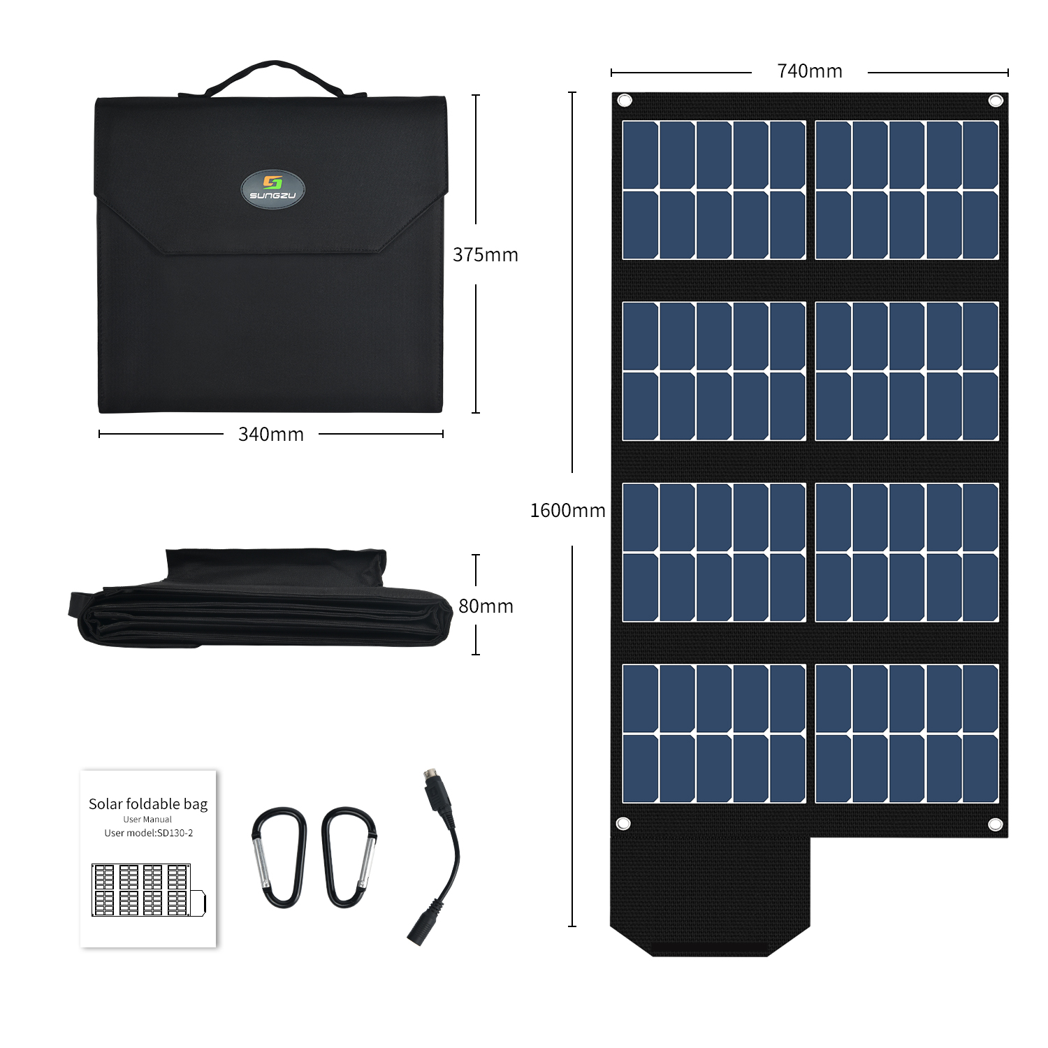 panel solar Bank Sungzu & Solar portable | 130W Charger Power